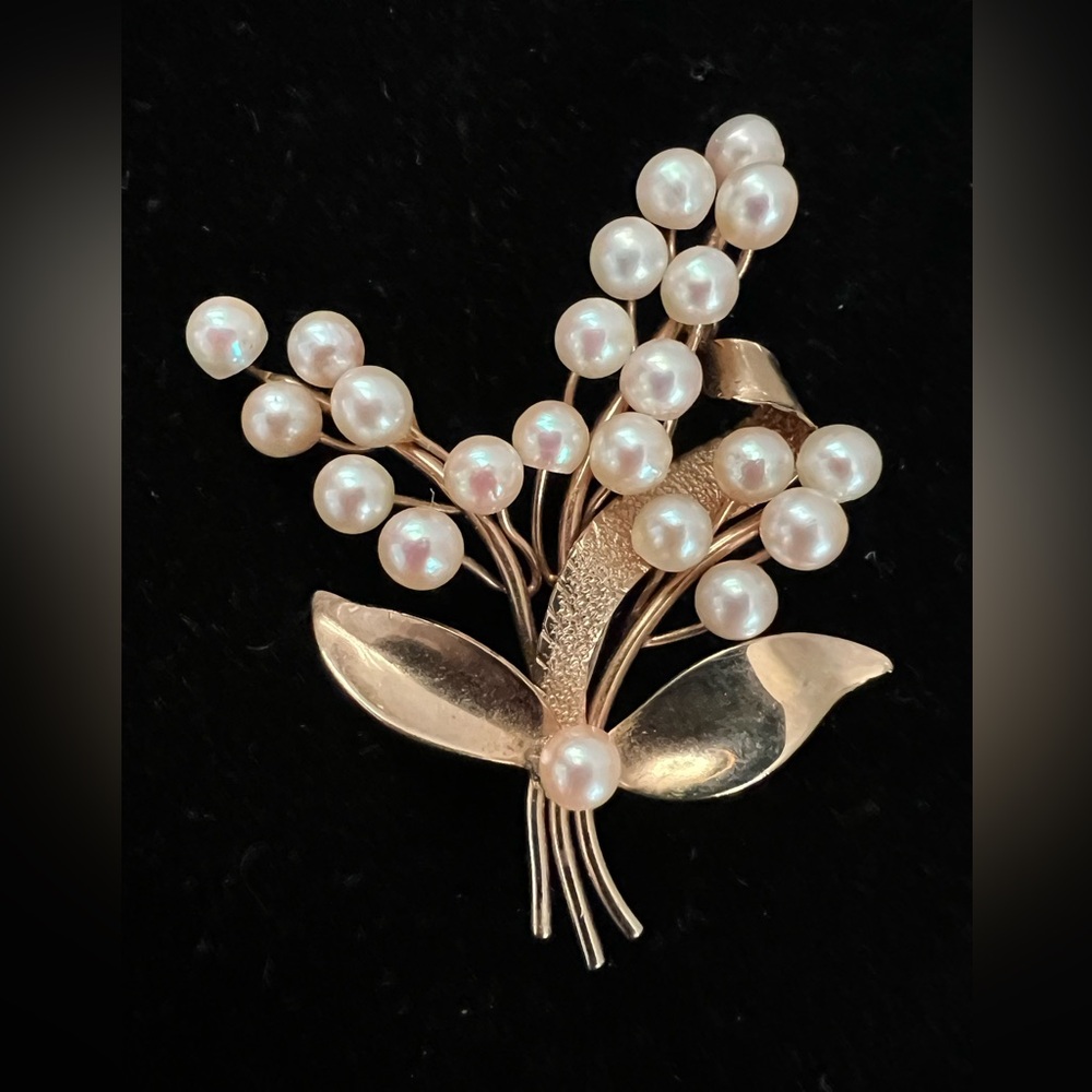 Vintage Binder Brothers 12012K Gold Filled Pearl Flower Bouquet Brooch Pin 2”